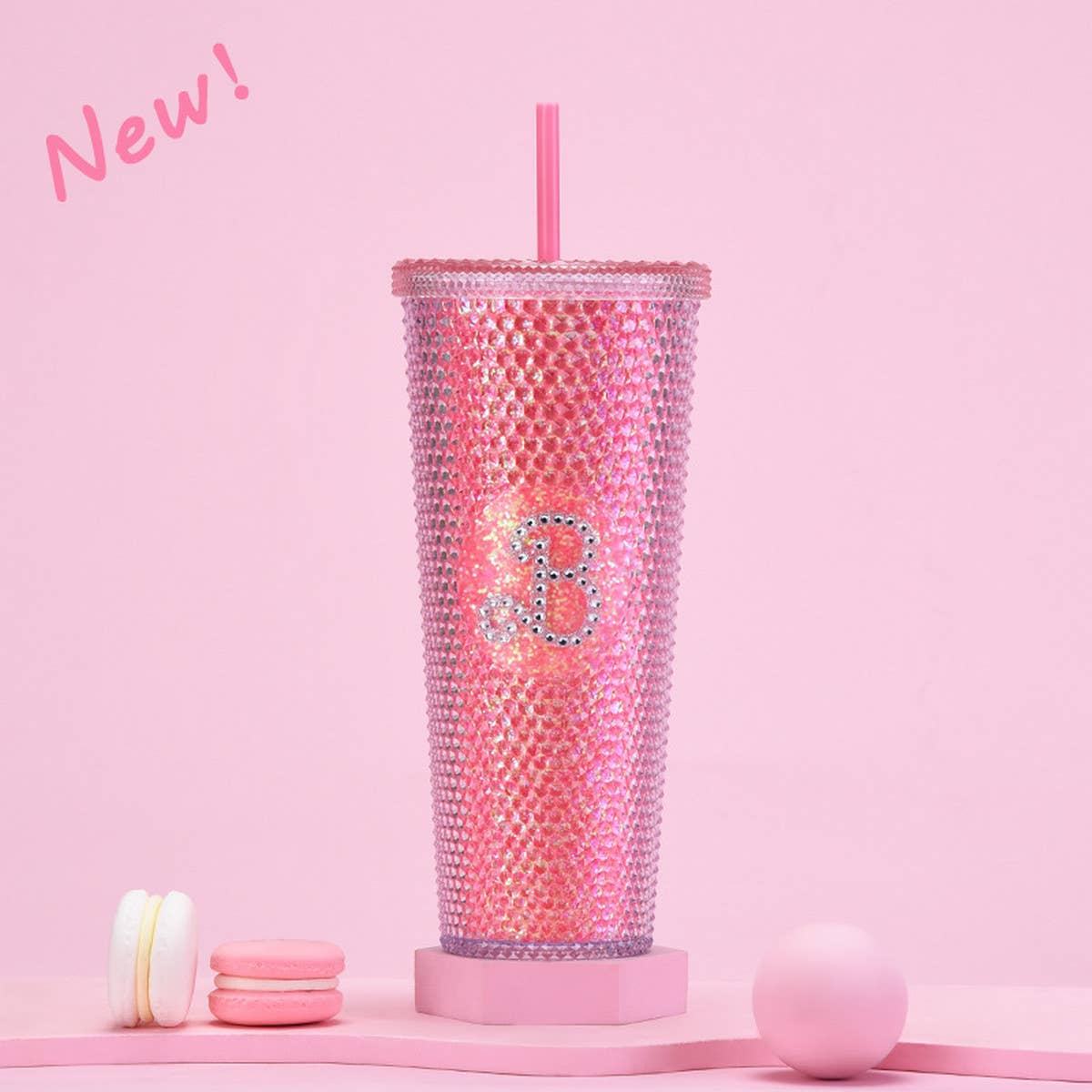 DOUBLE LAYER PORTABLE PLASTIC STRAW DIAMOND CUP_CWMM0978