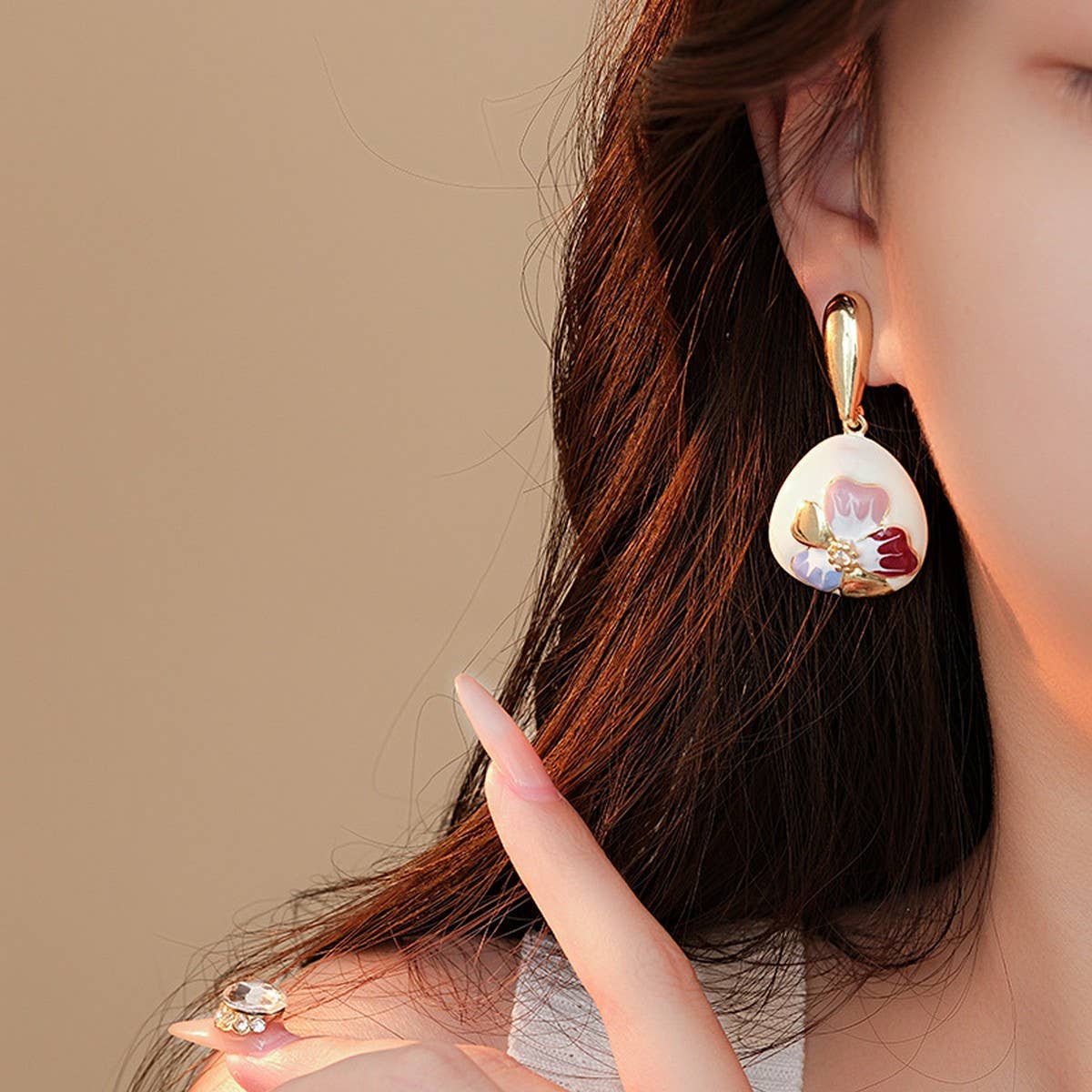 RETRO WATER DROP FLOWER PERSONALIZED EARRINGS_CWAJE2337