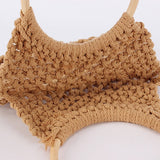 HOLLOW ONE SHOULDER COTTON BEACH WOVEN BAG_CWAB4688