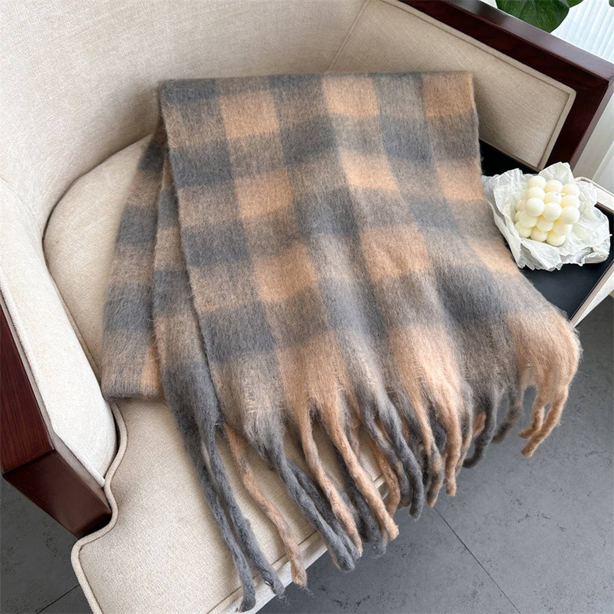 PLAID WINTER SCARF SHAWL THICK SOFT UNISEX WRAP_CWASC0964