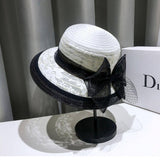 HEPBURN STYLE COLOR BLOCK RETRO SUN HAT_CWAH1451