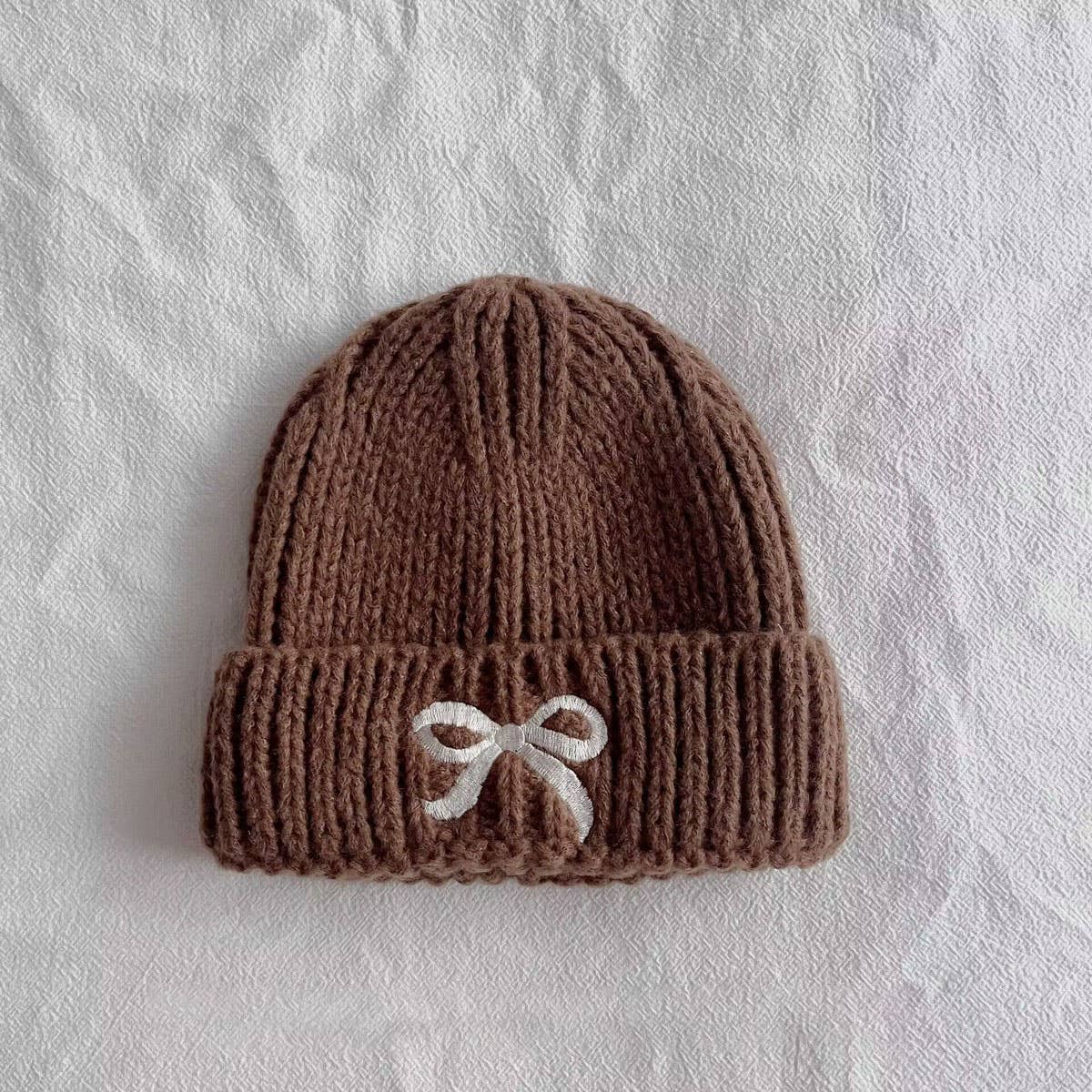 PERSONALIZED BOW CHILDRENS WARM KNITTED HAT_CWAH2927