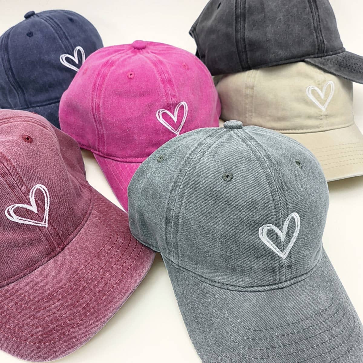 SPRING SUMMER WASH HEART BASEBALL CAP SUN HAT CWAH0012