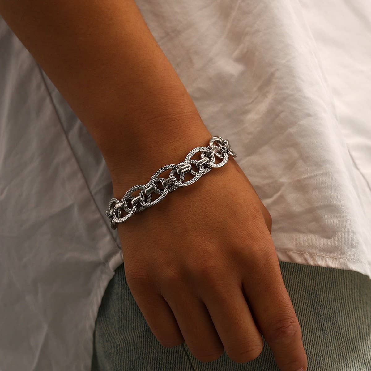 HIP HOP STAINLESS STEEL TWIST ROPE CHAIN BRACELET_CWAJE4603