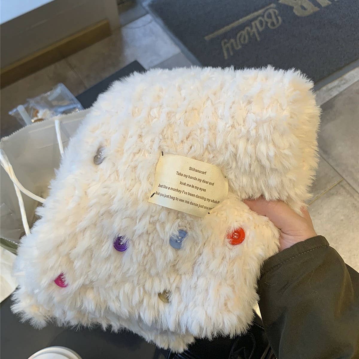 PLUSH SCARF COLORFUL BUTTON WINTER WARM NECKWRAP_CWASC1237