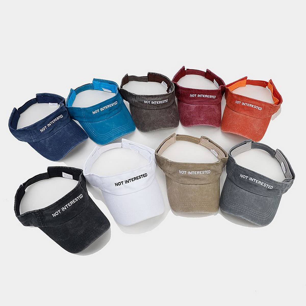 Washed Embroidered Letter Visor Cap -Golf Sun Hat_Cwah3309