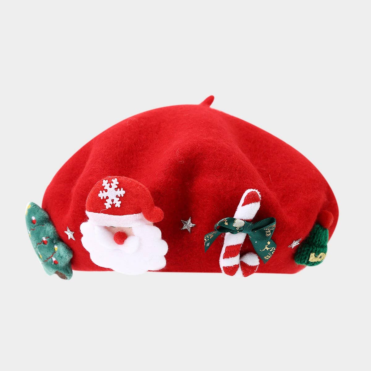 Christmas Bow Wool Beret Hat Women Warm Winter_Cwah04686