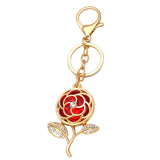 ROSE KEYCHAIN SPARKLING FLOWER KEYRING_CWAJE0957