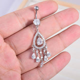 TEARDROP CZ TASSEL NAVEL RING BELLY PIERCING_CWMM9368