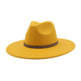 Unisex Wool Fedora Hat Ethnic Flat Brim Style_Cwah04377