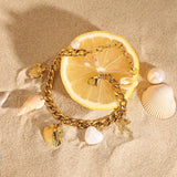 18K GOLD SHELL CONCH STARFISH PENDANT BRACELET_CWAJE4850