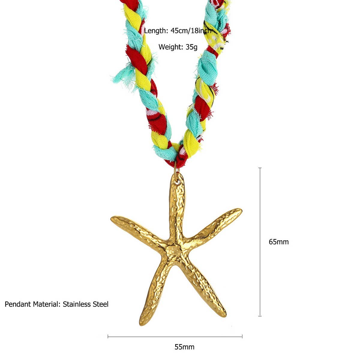 HANDMADE OCEAN SCARF NECKLACE WITH STAR DOLPHIN_CWMM8817