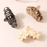 3 FLOWER MATTE PETAL HAIR CLAW VINTAGE ELEGANT_CWMM4989