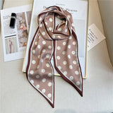POLKA DOT SIMPLE GEOMETRIC LONG SILK HEAD SCARF_CWASC1519