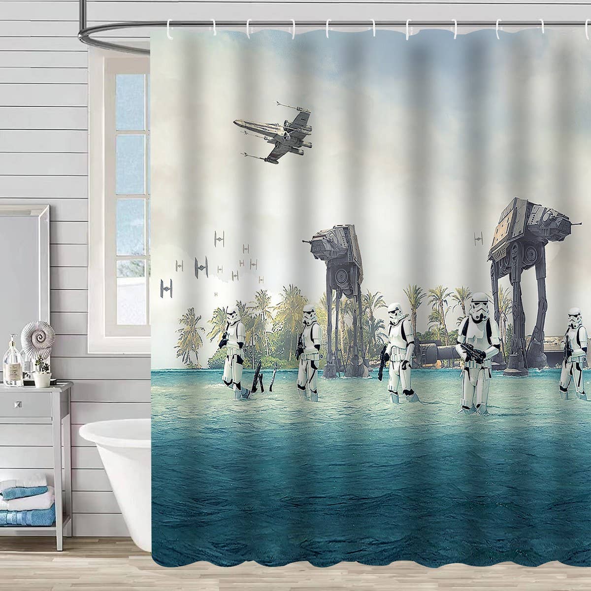 Waterfall Landscape Print Shower Curtain_Cwmm1791