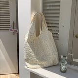 Cwab3907_Large Capacity Sakura Lace Canvas Shoulder Bag