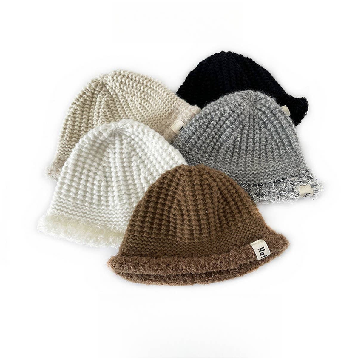 2 6 YEARS OLD PLUSH BRIM BUCKET HAT KNITTED HAT_CWAH2044