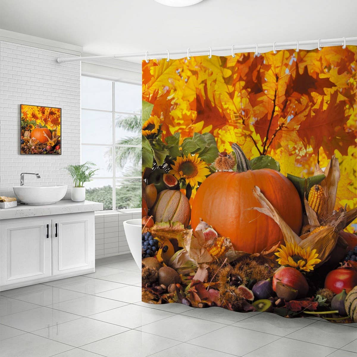 HARVEST PUMPKIN SERIES SHOWER CURTAIN_CWMM1802
