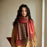 Vintage Plaid Scarf Soft Warm Winter Wrap_Cwasc2321