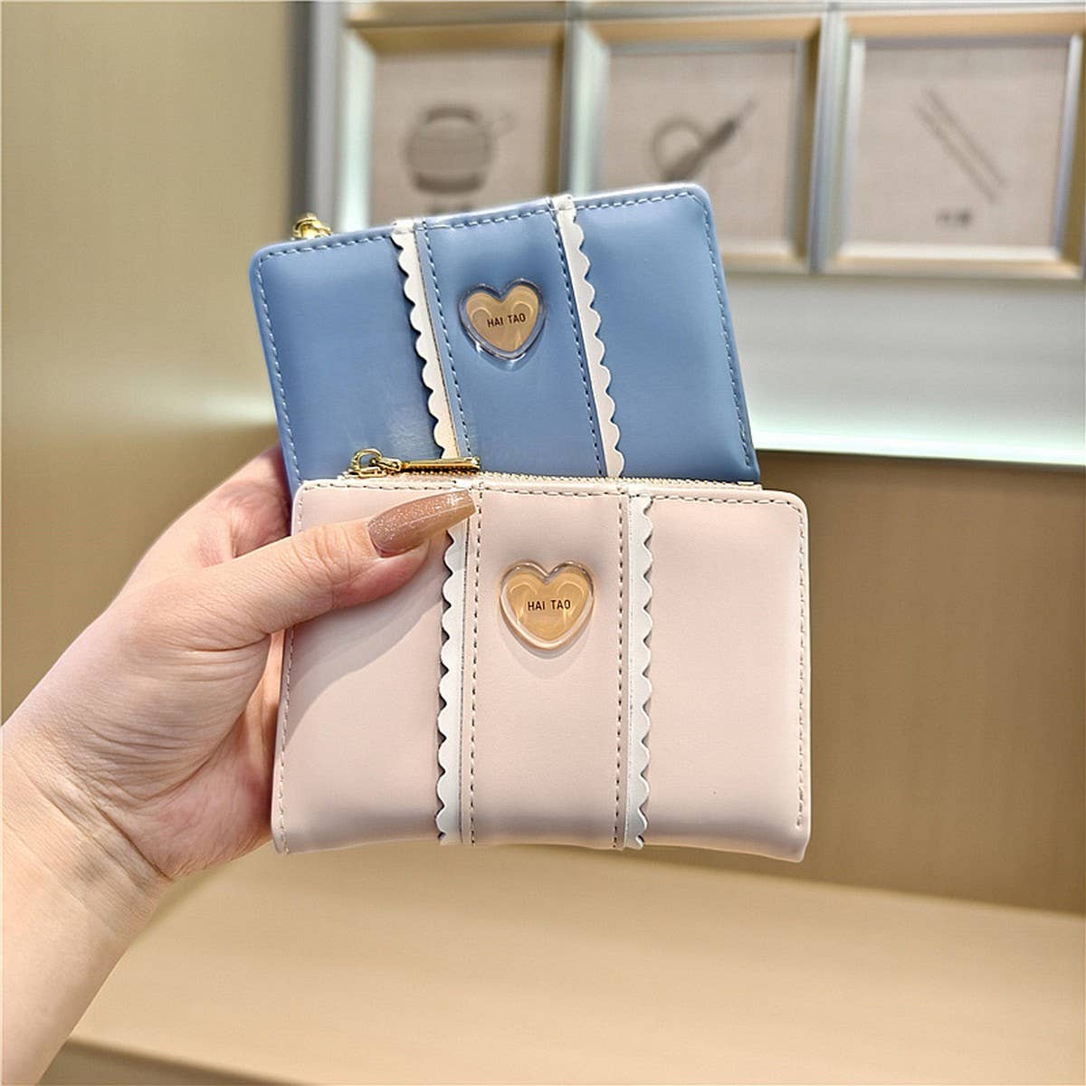 New Solid Color Heart Lace 2-Fold Wallet_Cwab06267