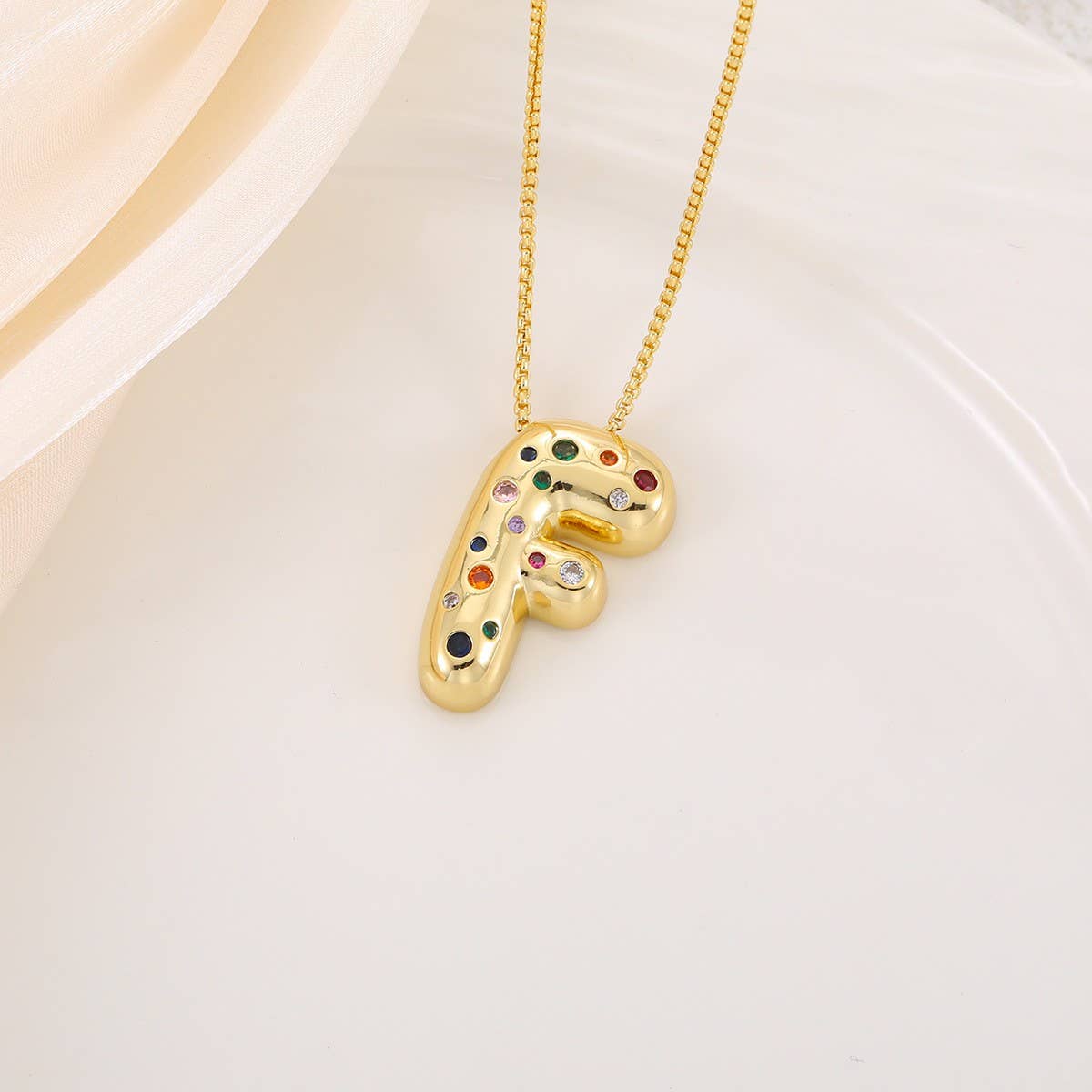 CREATIVE GLOSSY COLORFUL LETTER PENDANT NECKLACE_CWMM5877