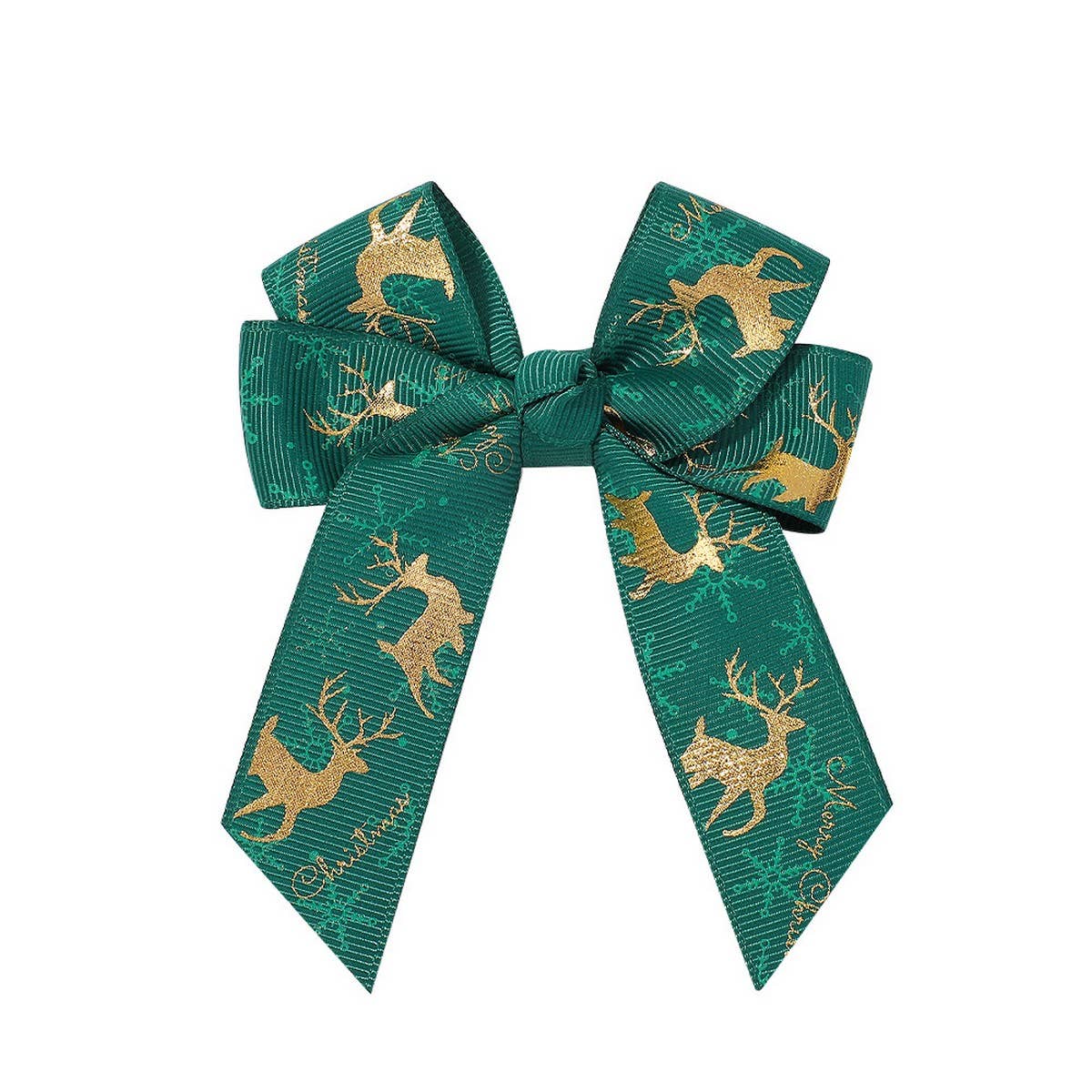 REINDEER POLKA DOT RIBBON HAIR CLIP_CWAHA6697