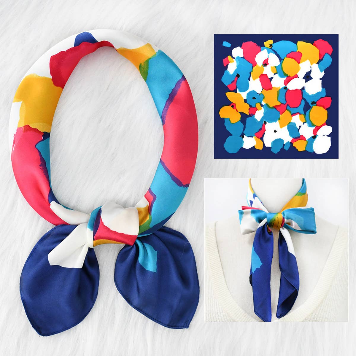 POLKA DOT SATIN NECK SCARF OFFICE FLIGHT STYLE_CWASC1157