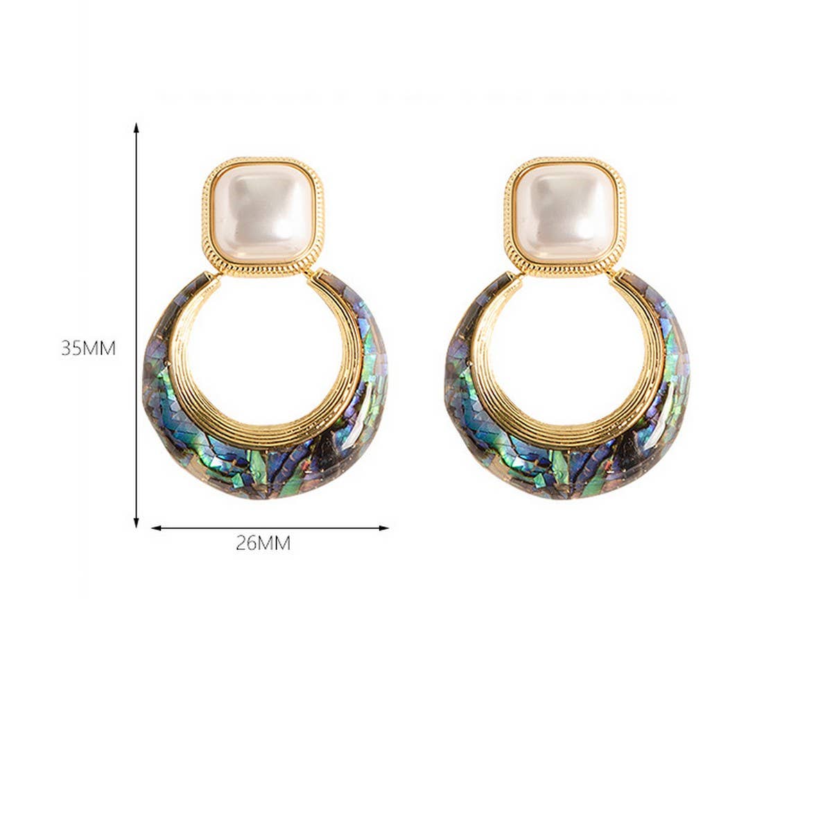 FASHIONABLE COLORFUL ABALONE EARRINGS WITH PEARLS_CWMM4288
