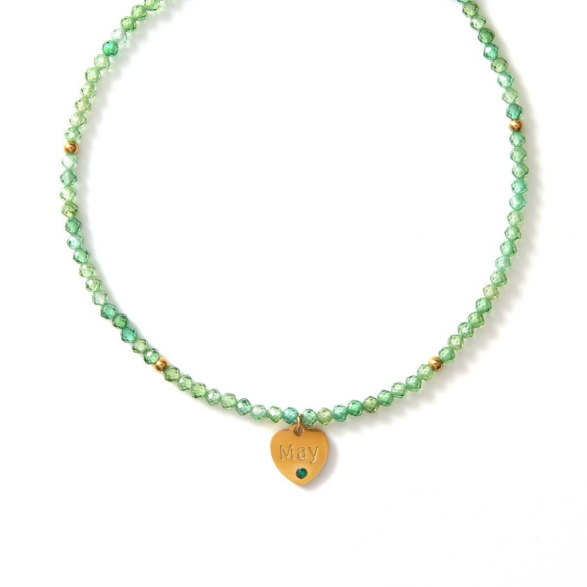 12 MONTH CUT STONE NECKLACE WITH HEART PENDANT_CWMM8851