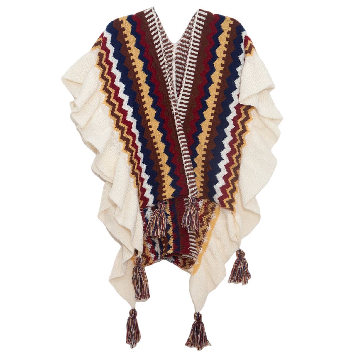 KNIT CAPE SHAWL TRAVEL WRAP FOR FALL WINTER_CWASC0158