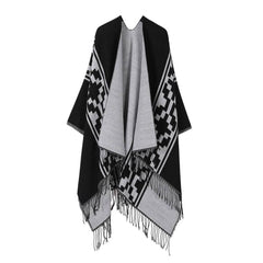 Warm Outer Wear Thickened Tassel Slit Cape_Cwasc2169