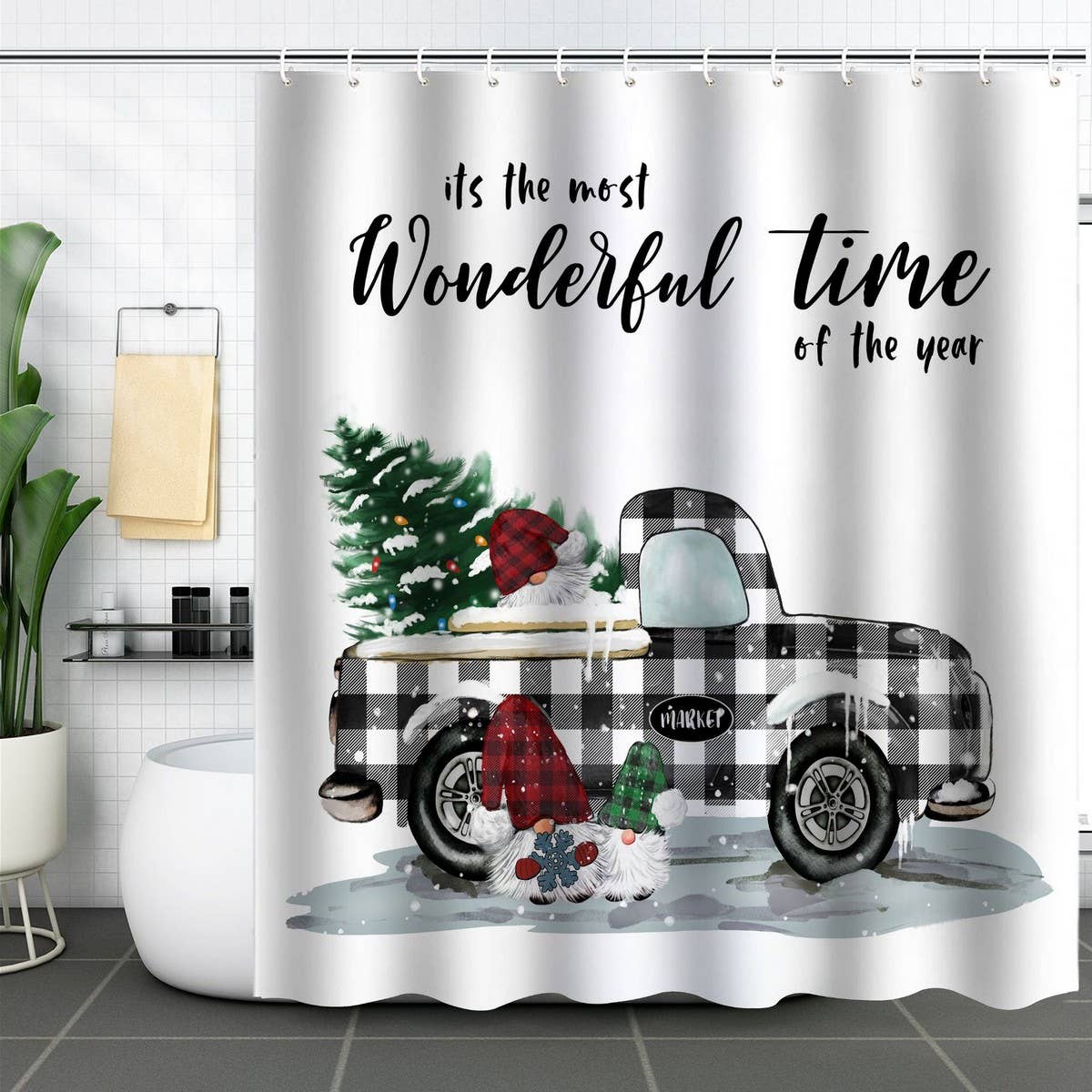HOT SALE CHRISTMAS WATERPROOF SHOWER CURTAIN_CWMM1808