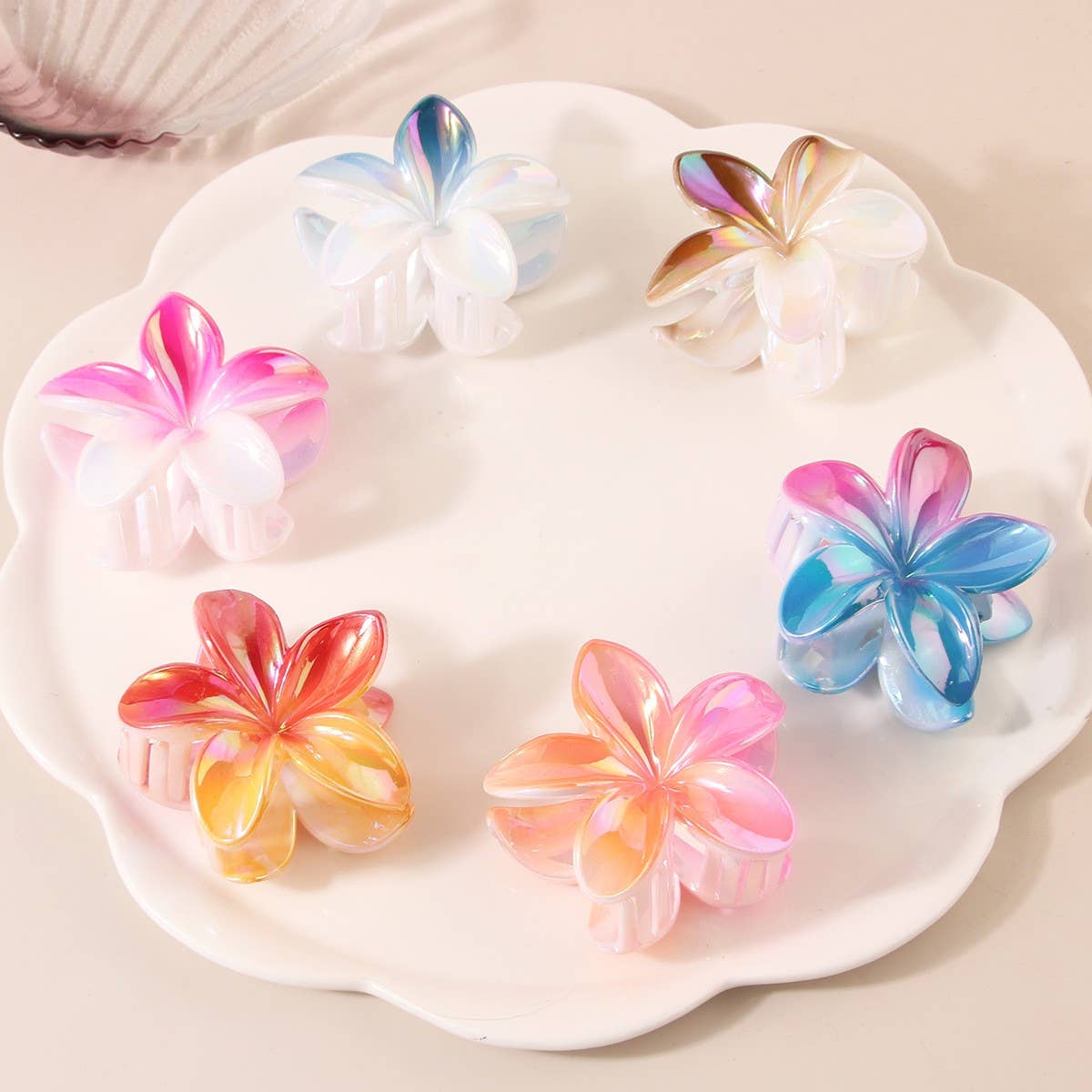 EGG FLOWER GRADIENT HAIR CLAW STYLISH ELEGANT_CWMM4986