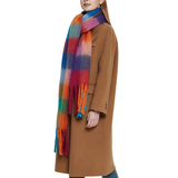 PLAID PATTERN FRINGE TRIM WINTER SCARF_CWASC2691