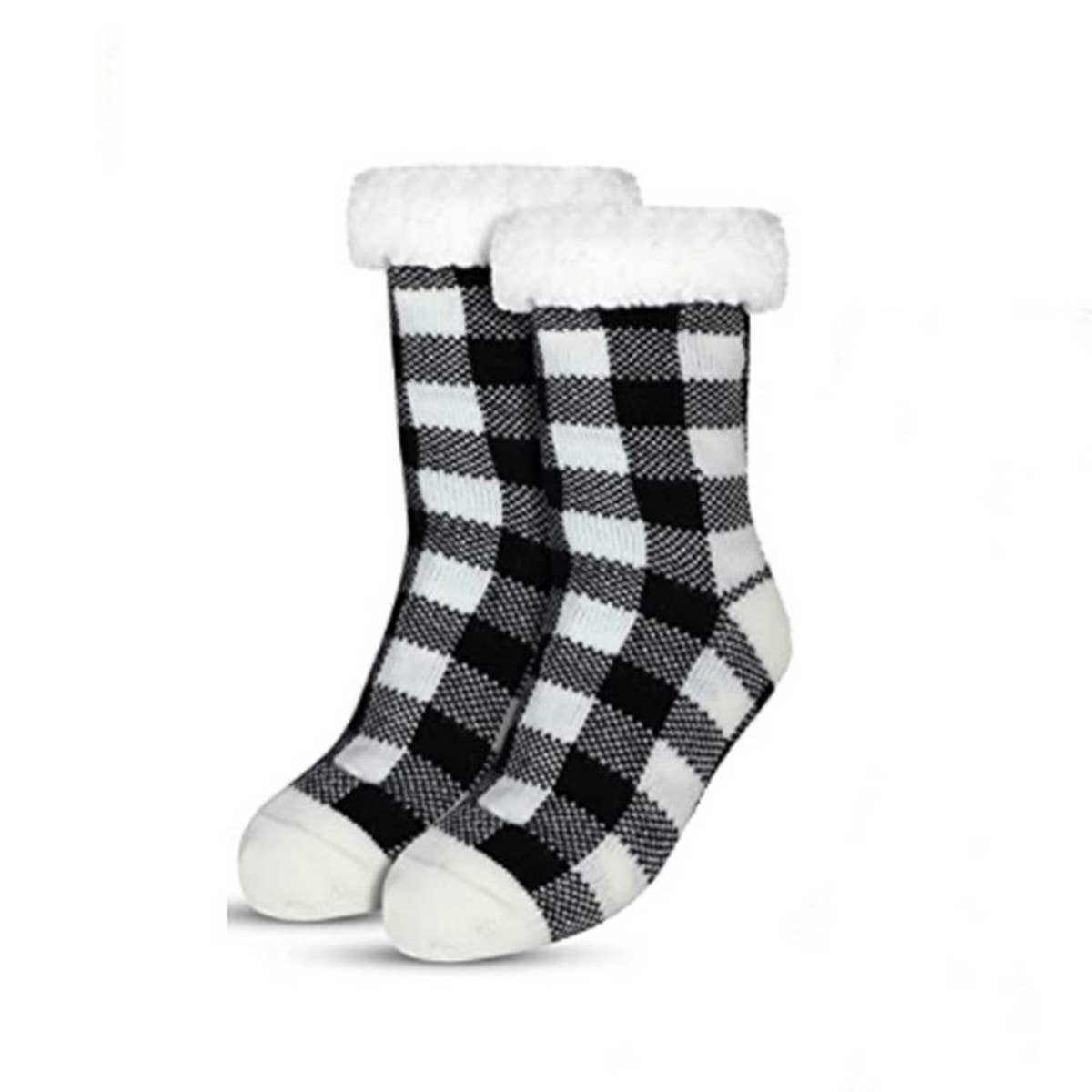 Warm Christmas Plaid Plush Indoor Slippers_Cwms0719