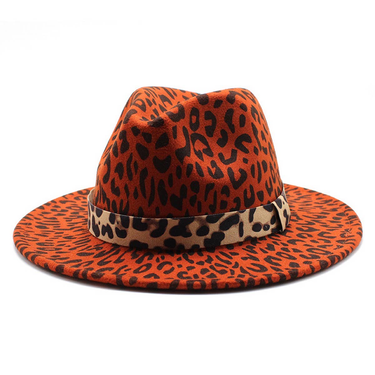 FASHION LEOPARD PRINT WOOLEN HAT JAZZ HAT FELT HAT_CWAH2568