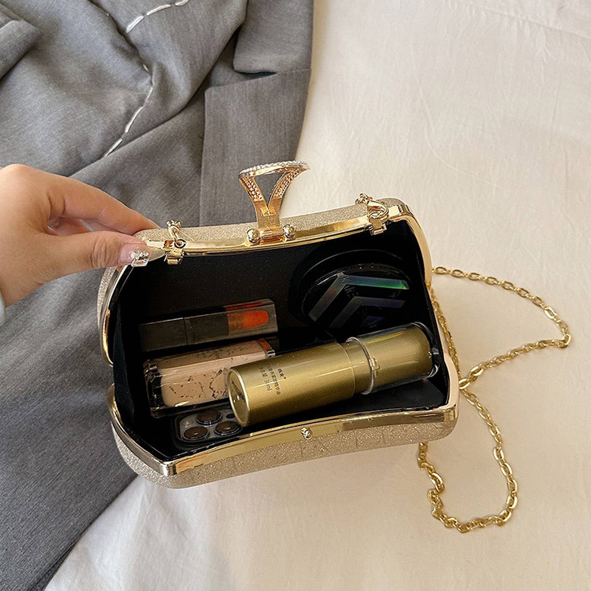 SHOULDER EVENING BAG CHAIN SQUARE BAG CLUTCH BAG_CWAB3253