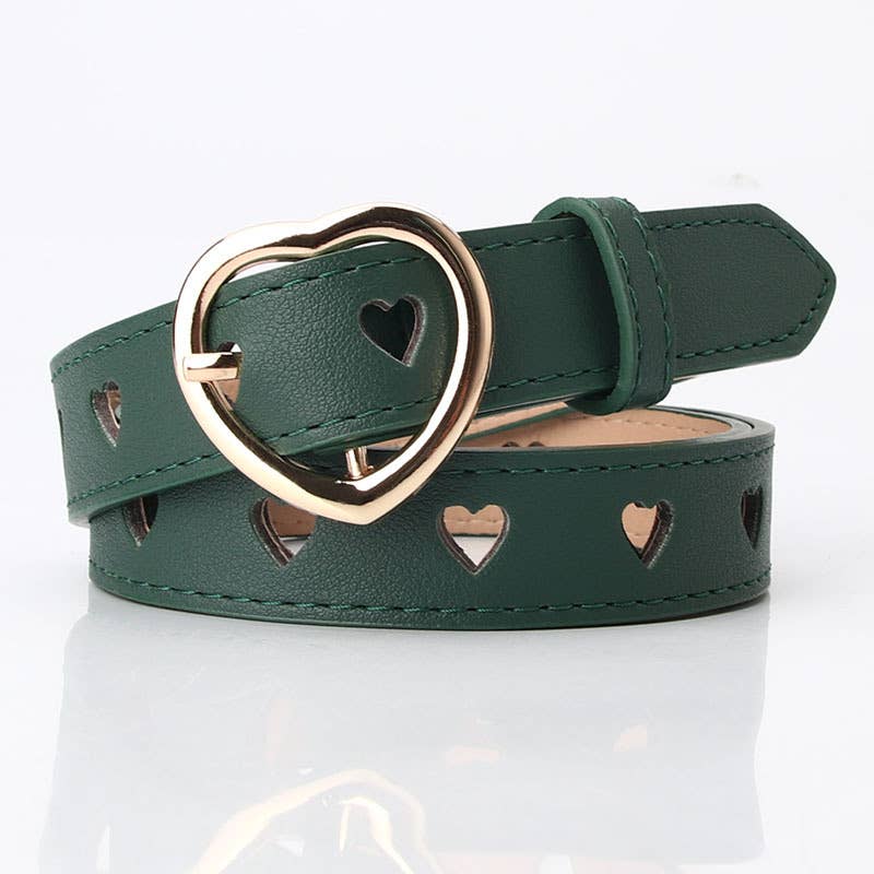 Non-Perforated Heart-Shaped Hollowed-Out Belt