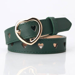 Non-Perforated Heart-Shaped Hollowed-Out Belt