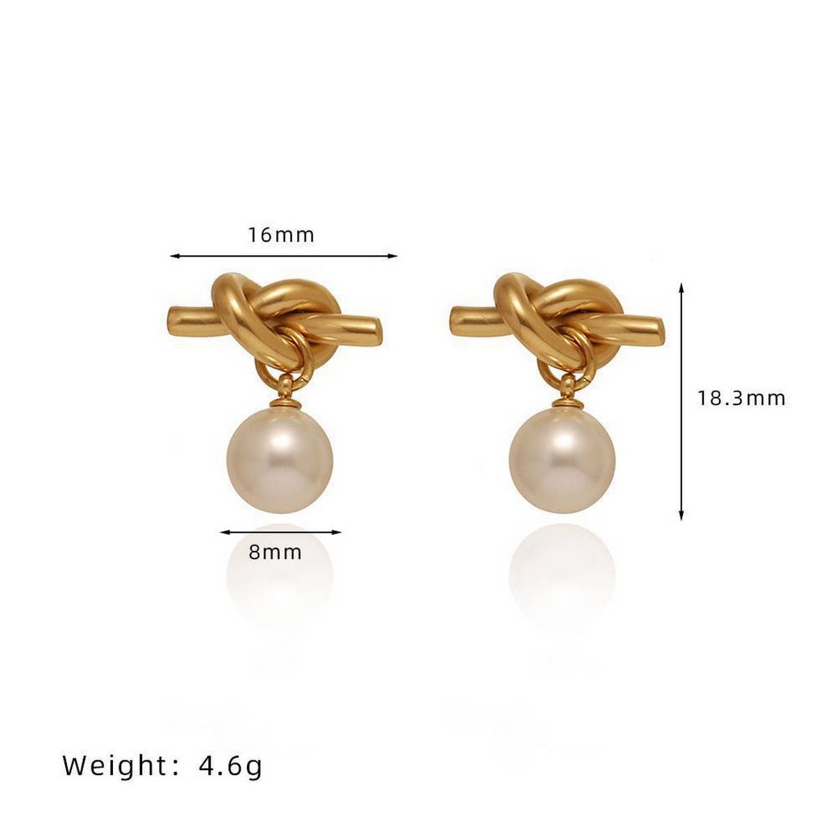 ROPE KNOT GREY PEARL STUD EARRINGS GOLD WHITE_CWAJE5038