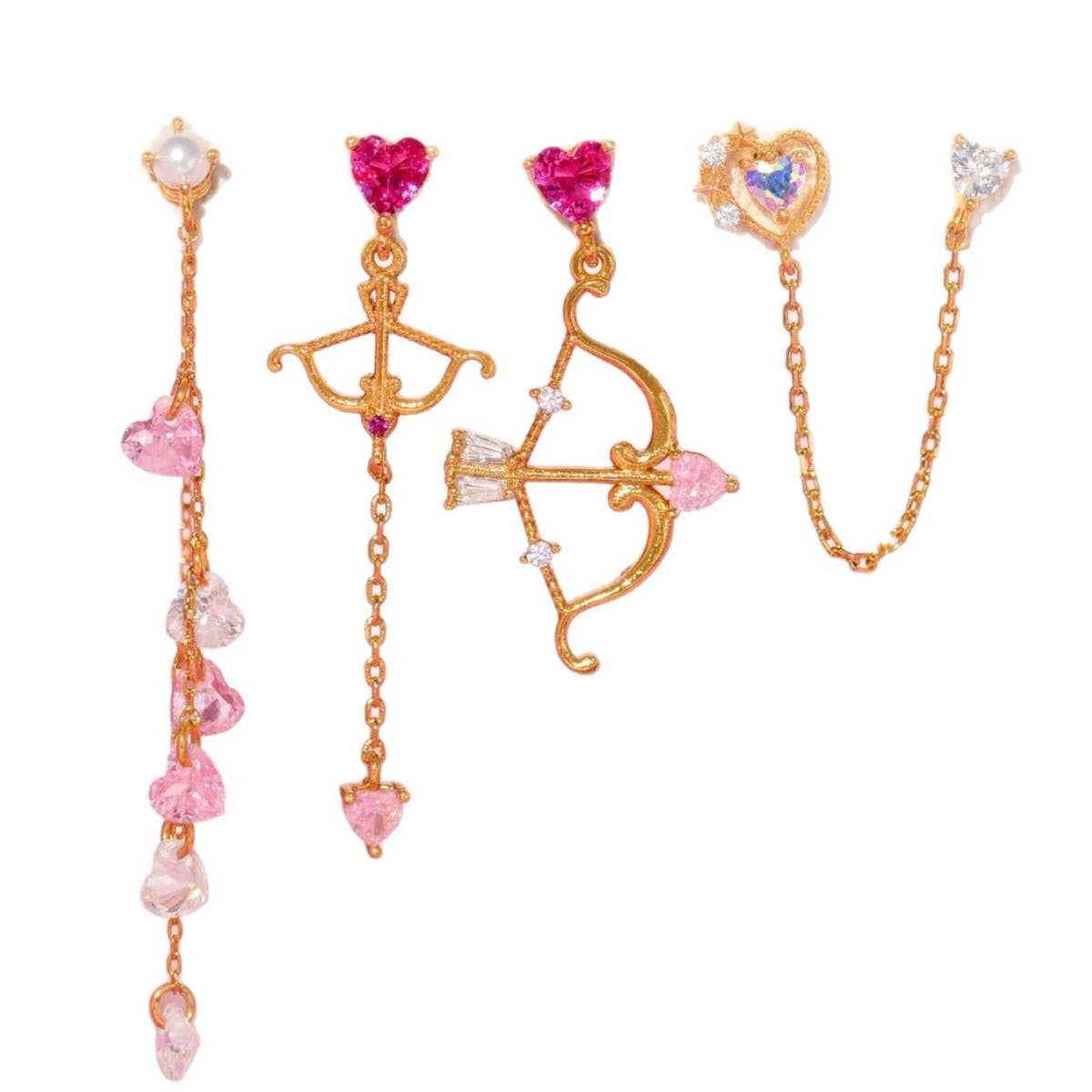 CUPID HEART DESIGN COLORFUL ZIRCON EARRINGS_CWAJE5134