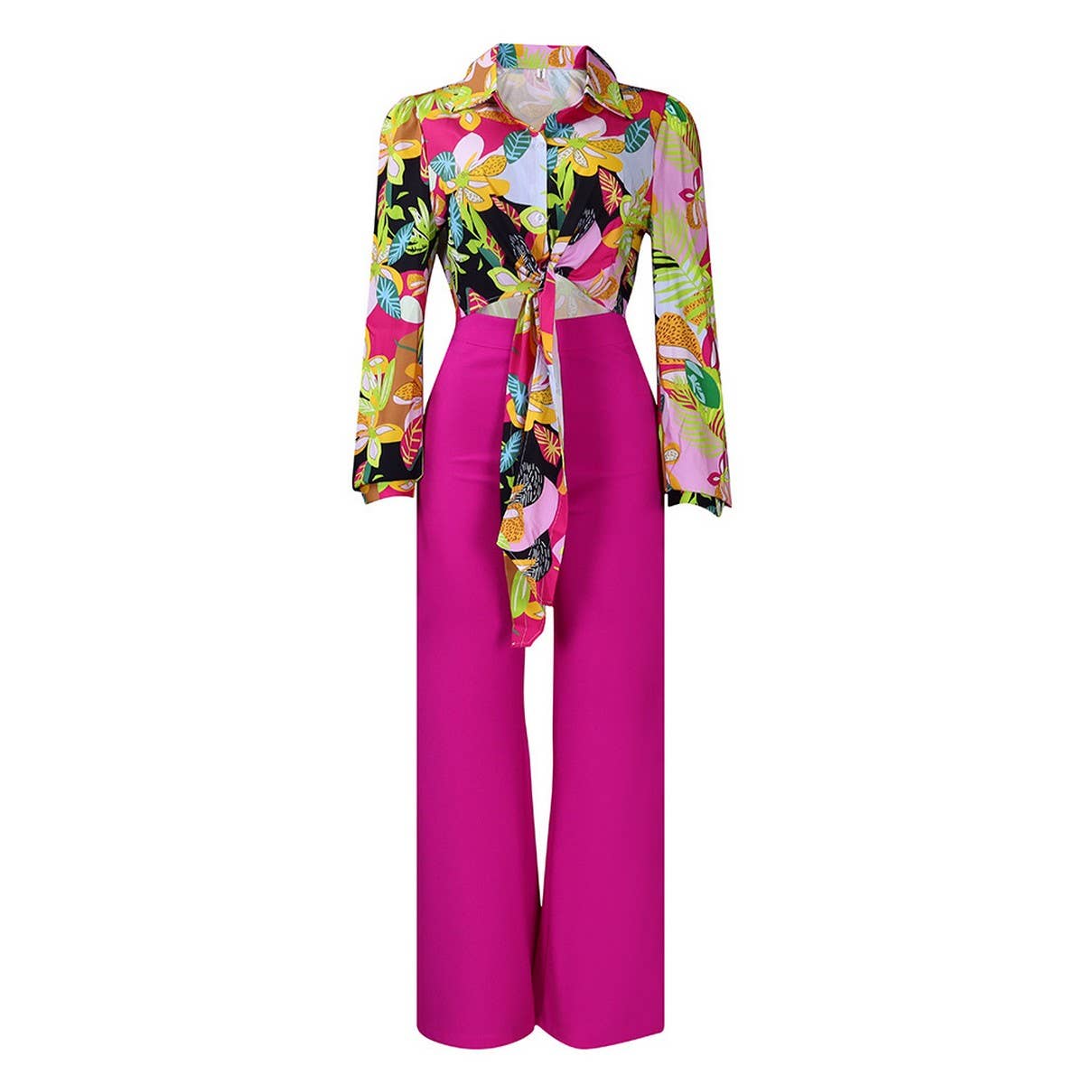 PRINTED SHIRT TOP WIDE LEG PANTS TWO PIECE SET_CWSTB1143