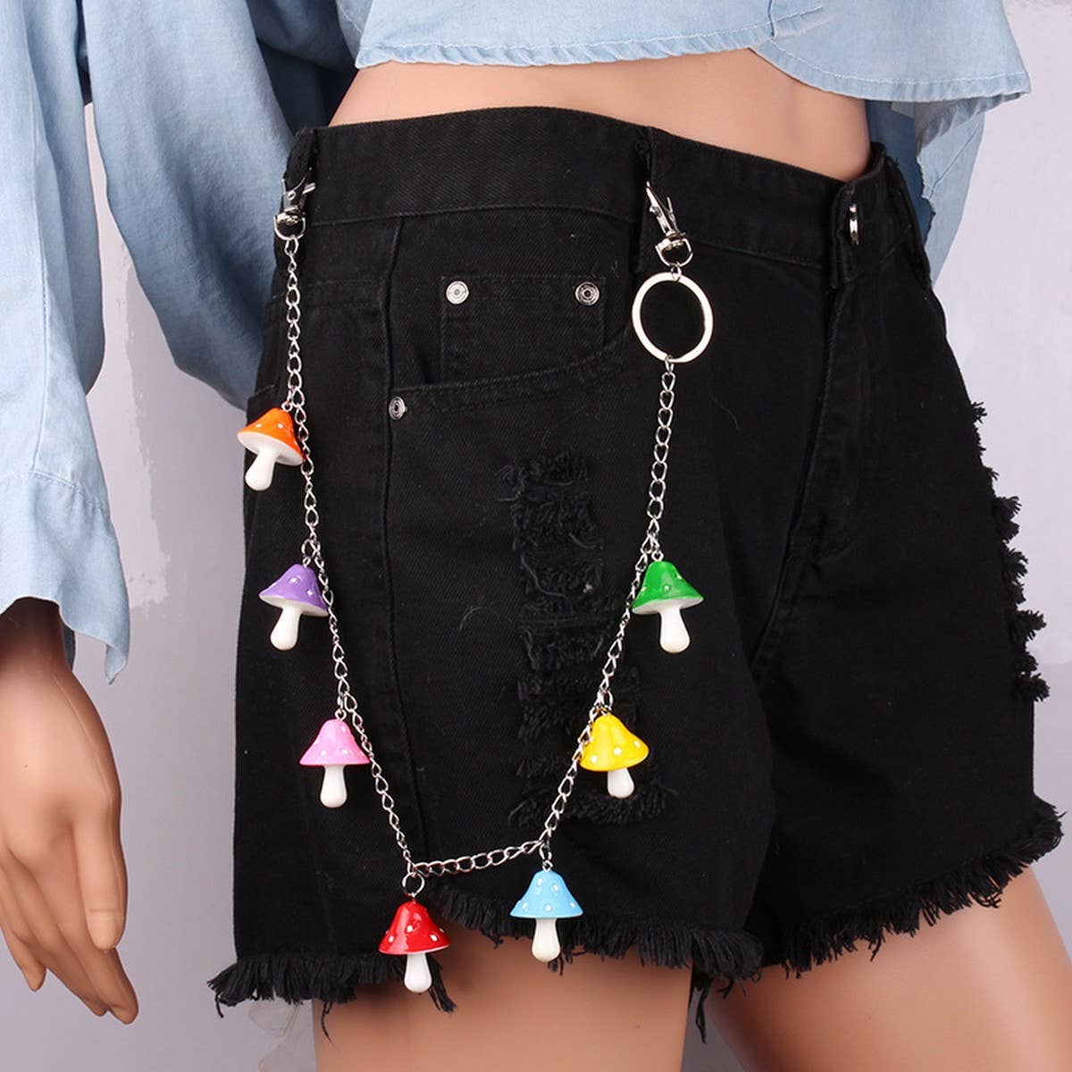 COLORED MUSHROOM HEAD PENDANT PANTS CHAIN_CWMM0675