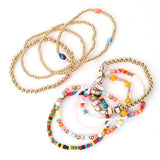 BOHO LAYERED ANKLET SET COLORFUL BEADED STYLE_CWMM6347