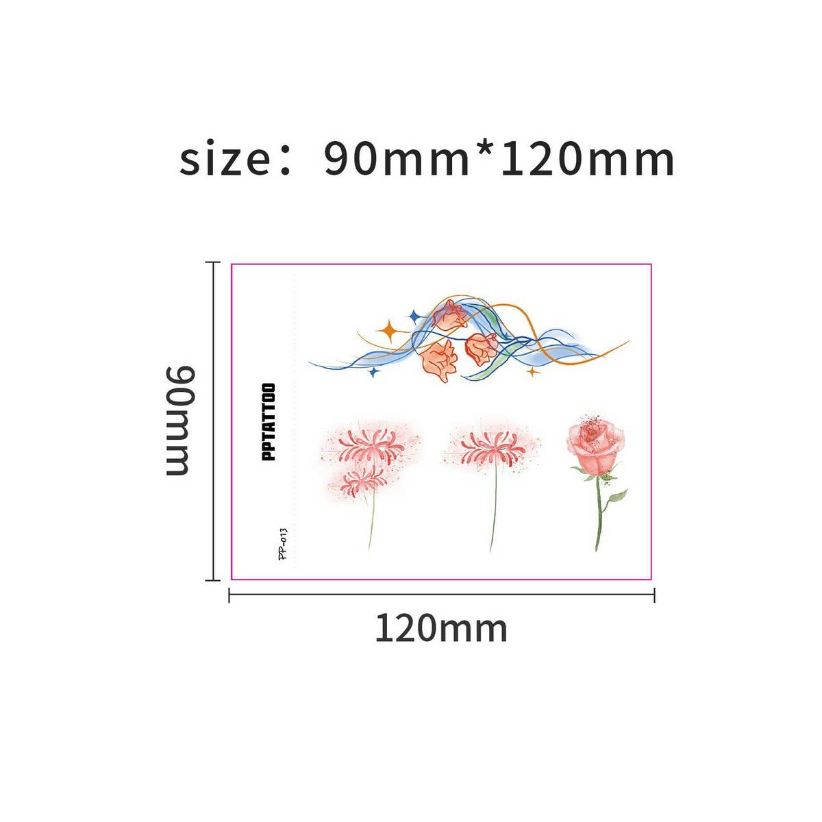 CUTE DOODLE TATTOO STICKERS COLORFUL FIREWORK SET_CWMM8357