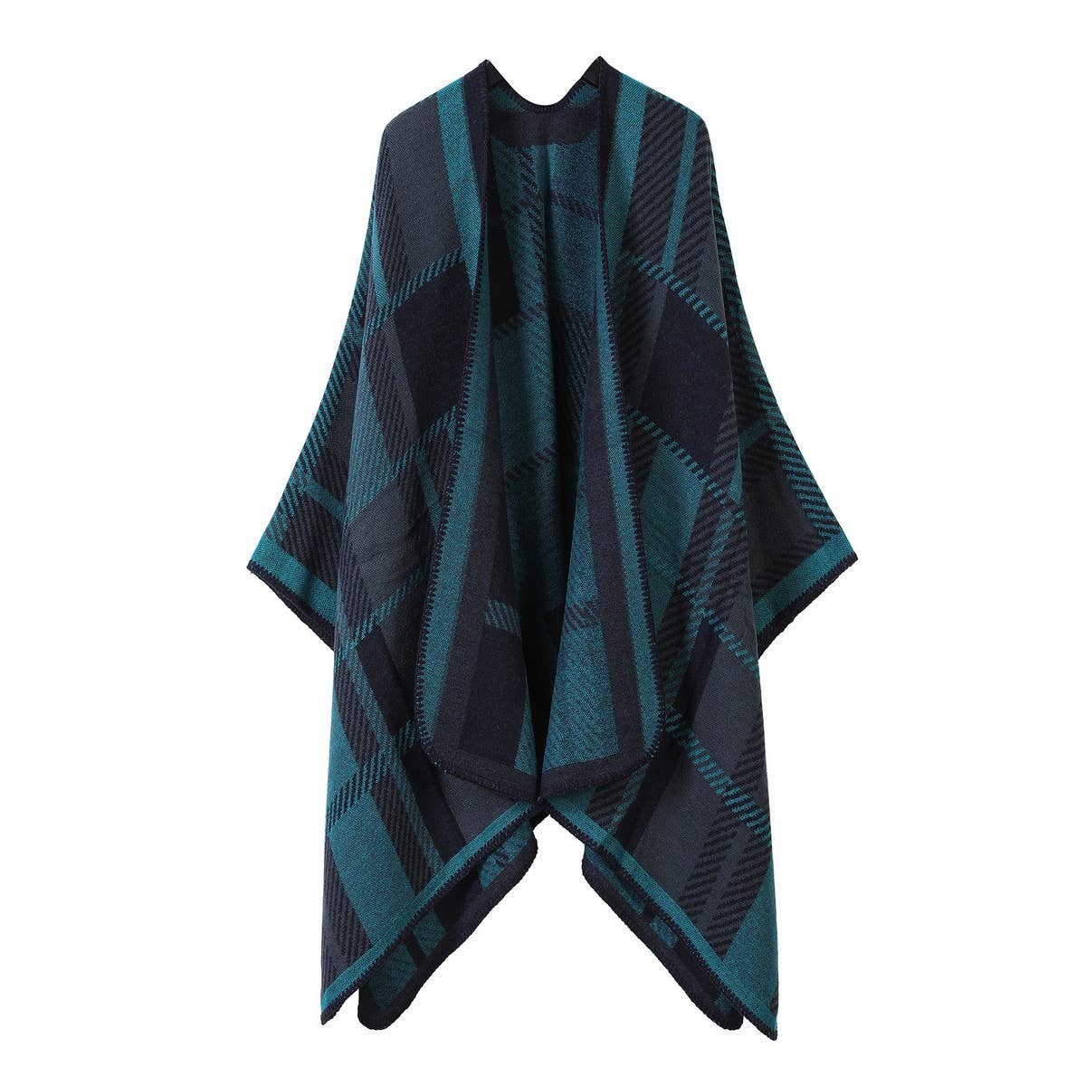SHAWL FAUX CASHMERE JACQUARD SLIT CAPE_CWASC2211