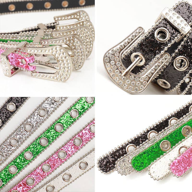 Trendy Rhinestone Needle Buckle Womens Belt