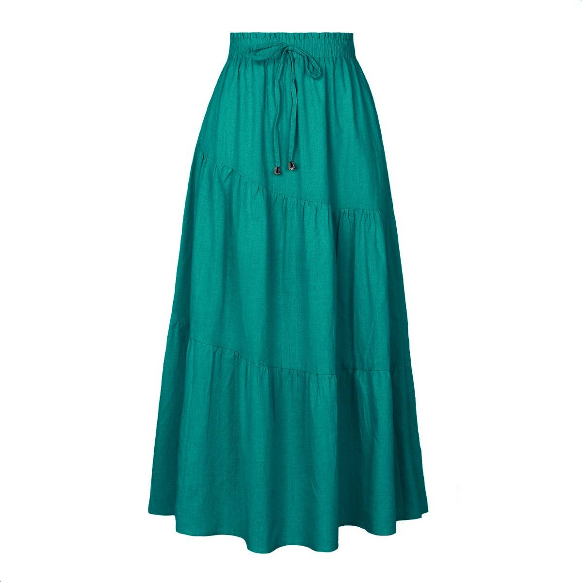 COTTON AND LINEN MAXI SKIRT WITH PLEATED HEM_CWBSS0381