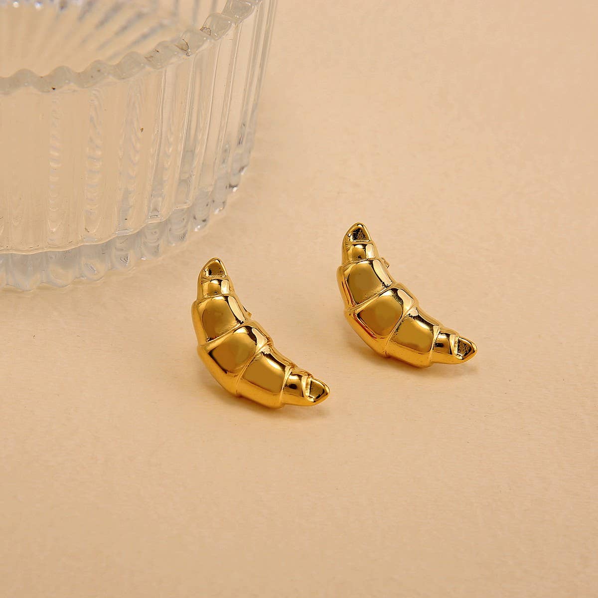 18K STAINLESS STEEL HORN SPIRAL TITANIUM EARRINGS_CWMM8902