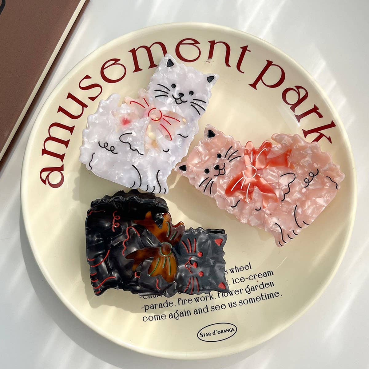 BOW CAT ACETATE HAIR CLAW CUTE SHARK CLIP FOR BUN_CWAHA5823